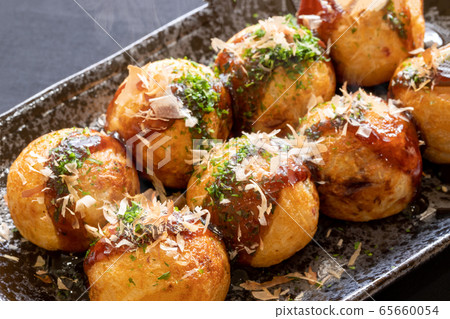 Takoyaki with blue seaweed Takoyaki with blue seaweed 65660054