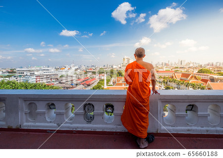 Unidentified buddhist monks in City view point at Unidentified buddhist monks in City view point at 65660188