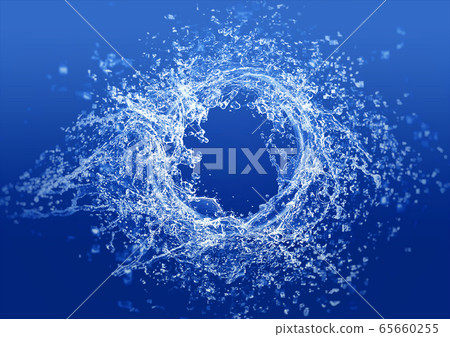 抽象的藍色水圈特寫 65660255