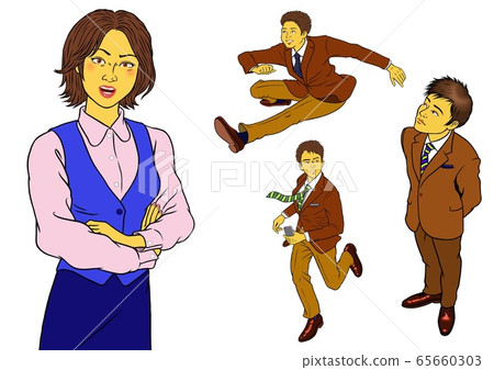 憤怒的女員工和男性上班族4套 65660303