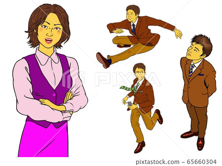 憤怒的女員工和男性上班族4套 65660304