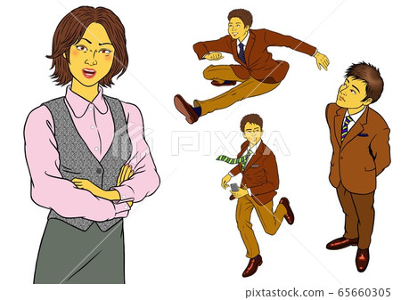憤怒的女員工和男性上班族4套 65660305