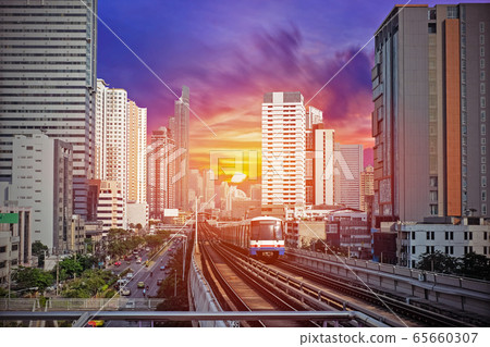 Sky Train at bangkok,thailand 65660307