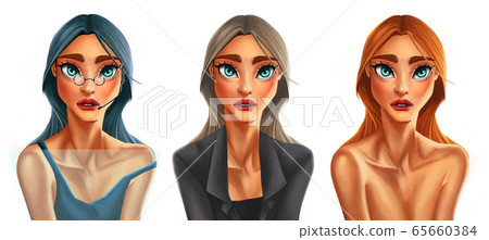 Digital painting woman in defferent styles 65660384
