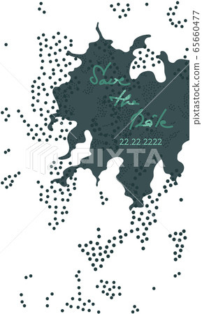 Invitation banner with abstract dark green spot and chaotic dots 65660477