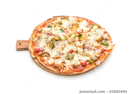 vegetarian pizza on white background 65660489