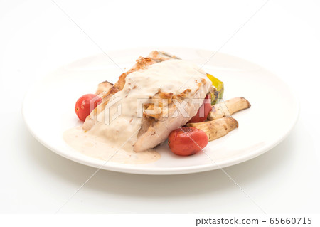 grilled snapper fish steak with vegetable 65660715