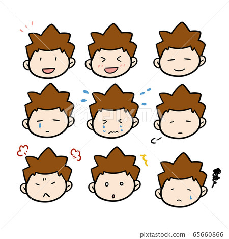 Various facial expressions icons for Tongari hair boys 65660866