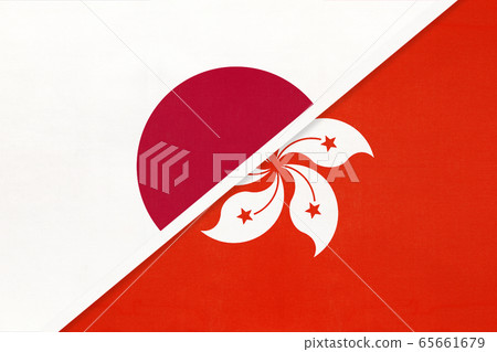 Japan and Hong Kong, symbol of two national flags. Japan and Hong Kong, symbol of two national flags. 65661679