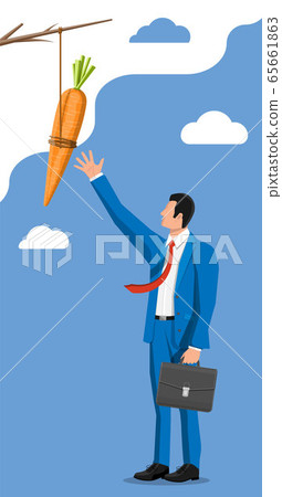 Carrot on a stick and businessman. Carrot on a stick and businessman. 65661863