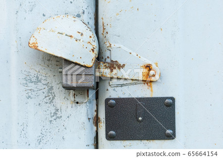 aged rusted metall gate closed steel old padlock aged rusted metall gate closed steel old padlock 65664154