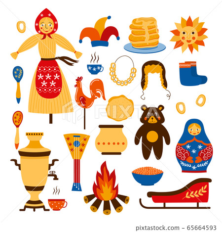 National Russia symbol icon set isolated on white background 65664593