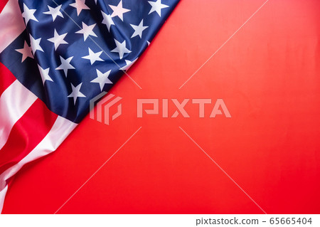 vintage American flag isolated on red background with copy space for text. flag america background banner for independence day or holiday celebration. USA flag vintage American flag isolated on red background with copy space for text. flag america background banner for independence day or holiday celebration. USA flag 65665404