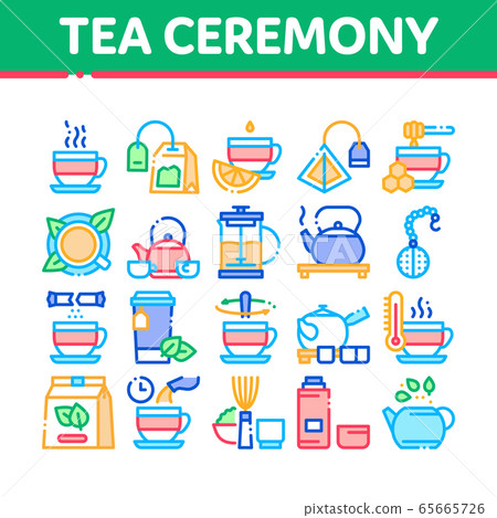 Tea Ceremony Tradition Collection Icons Set Vector - Stock Illustration ...