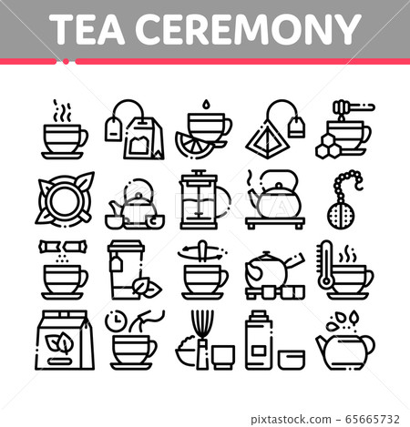 Tea Ceremony Tradition Collection Icons Set Vector - Stock Illustration ...