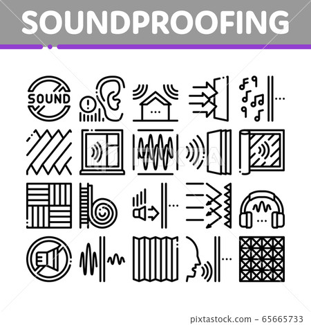 Soundproofing Building Material Icons Set Vector 65665733