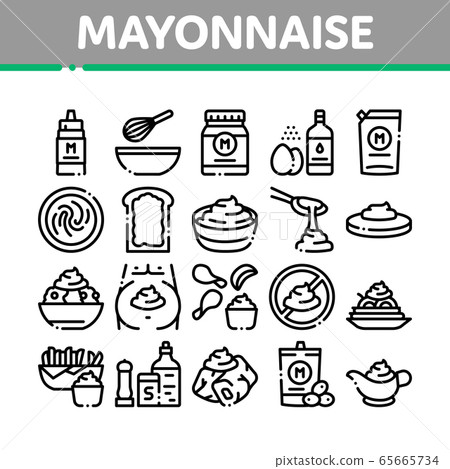 Mayonnaise Spice Sauce Collection Icons Set Vector 65665734