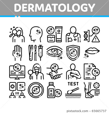 Dermatology Skin Care Collection Icons Set Vector 65665737
