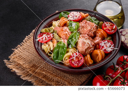 Delicious fresh pasta with meatballs Delicious fresh pasta with meatballs 65666073
