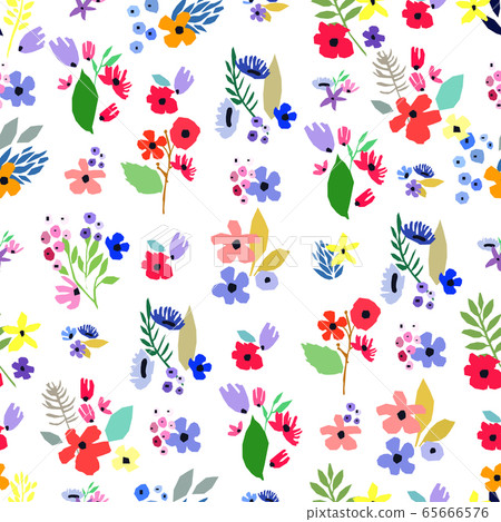 Seamless pattern. Vector floral design with wildflowers. Romantic background Seamless pattern. Vector floral design with wildflowers. Romantic background 65666576