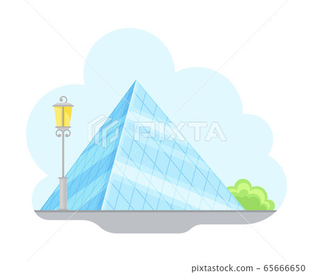 Paris Street View with Louvre Glass Pyramid Vector Illustration Paris Street View with Louvre Glass Pyramid Vector Illustration 65666650