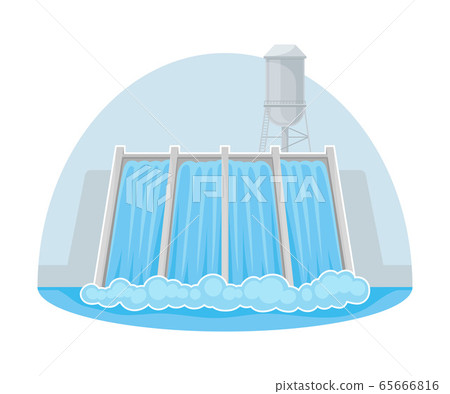 Hydroelectric Power Station as Natural Resource Vector Illustration Hydroelectric Power Station as Natural Resource Vector Illustration 65666816