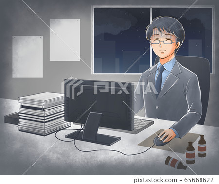 由於加班而達到極限的上班族的插圖 由於加班而達到極限的上班族的插圖 65668622