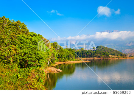 Dam lake near Munnar, India 65669293