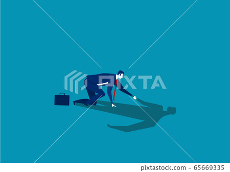 businessman helping his own shadow to stand up.concept business fail vector. businessman helping his own shadow to stand up.concept business fail vector. 65669335