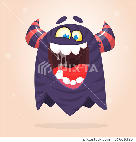 Funny cartoon flying monster. Vector illustration 65669389