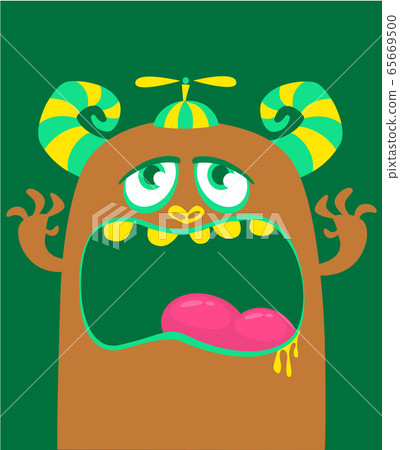 Cartoon angry monster face. Vector Halloween Cartoon angry monster face. Vector Halloween 65669500