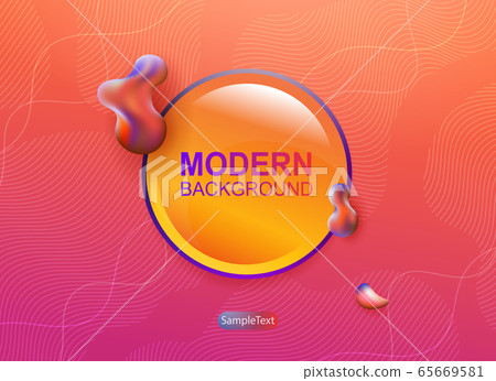 Orange background with gradient, oval abstract shapes and thin wavy lines, round frame Orange background with gradient, oval abstract shapes and thin wavy lines, round frame 65669581