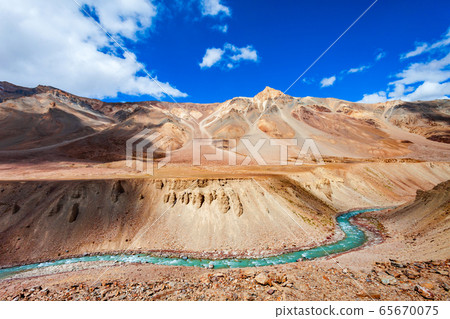 Manali to Leh mountain landscape, Himalayas 65670075