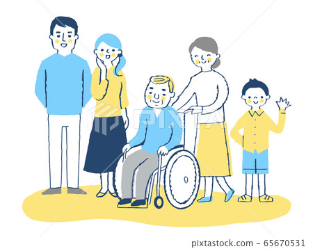 Wheelchair grandpa and family Wheelchair grandpa and family 65670531