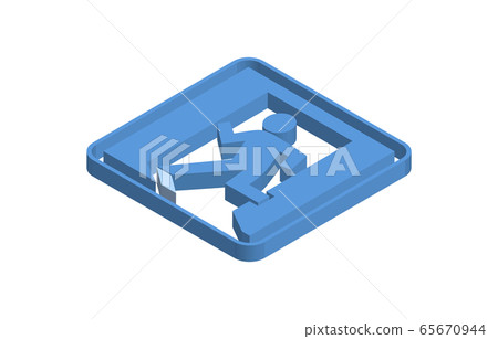 Evacuation exit blue isometric icon illustration Evacuation exit blue isometric icon illustration 65670944