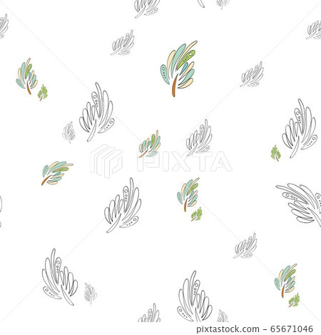Pattern with leaves doodle style 65671046