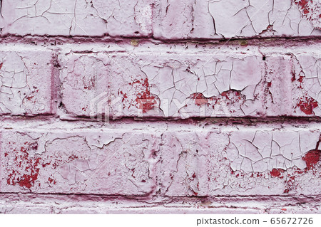 Old dusty brick wall with peeling paint texture  65672726