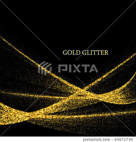 Gold glittering stars dust trail sparkling particles on black background. Space comet tail. Vector illustration eps10 65672730