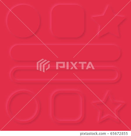 Bright red shaped figure UI set gradient buttons.-插圖素材 [65672855] - PIXTA圖庫