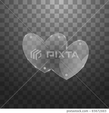Vector modern glass two hearts on sample background. Eps10 Vector modern glass two hearts on sample background. Eps10 65672883
