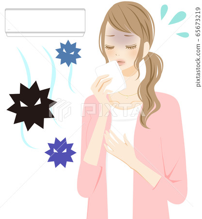 Woman with viral mold air pollution dirty air allergies 65673219