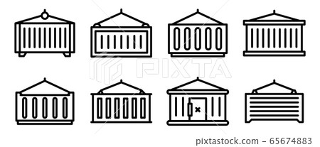 Cargo container icons set, outline style 65674883