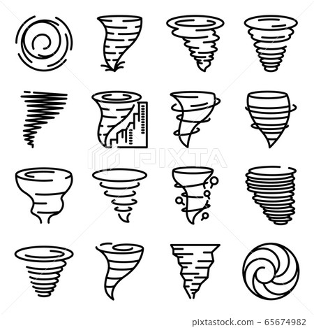 Tornado icons set, outline style 65674982