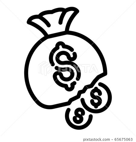 Bankrupt money bag icon, outline style 65675063