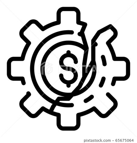 Cracked money wheel icon, outline style Cracked money wheel icon, outline style 65675064