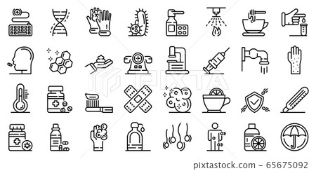 Prevention icons set, outline style Prevention icons set, outline style 65675092