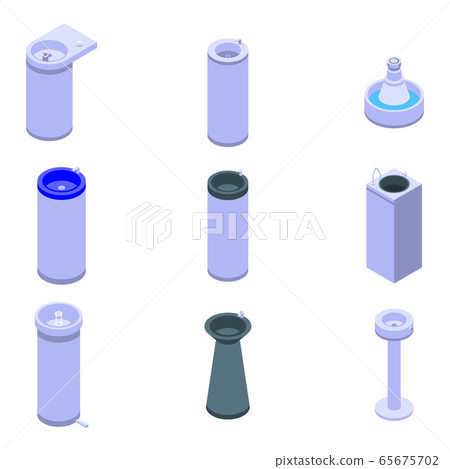 Drinking fountain icons set, isometric style 65675702
