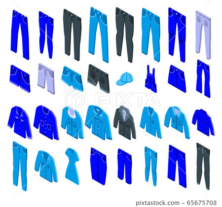 Jeans icons set, isometric style 65675708