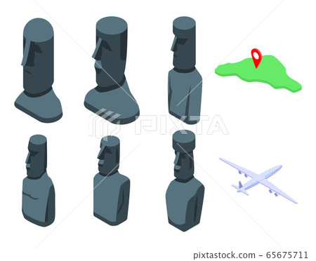 Easter Island icons set, isometric style 65675711