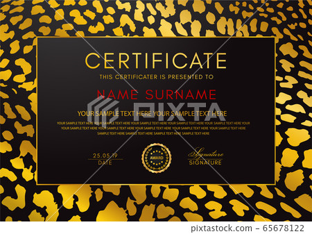Certificate template with animal print... - Stock Illustration [65678122] -  PIXTA